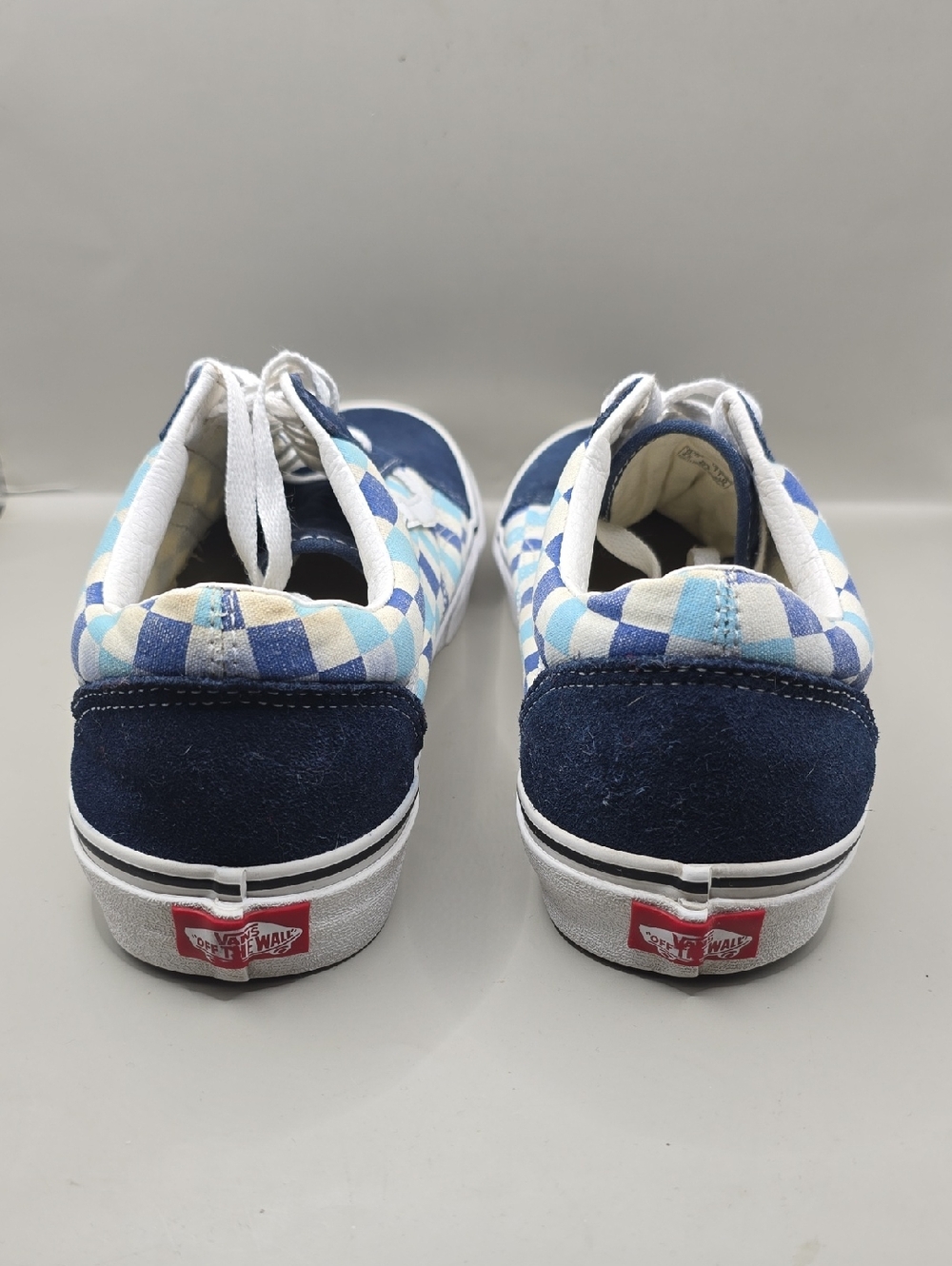 Vans Old Skool Sneakers W-11 M-9.5 Blue/White Check Low-Top Skater Classic Comfy - Picture 4 of 8